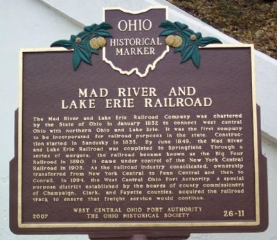 Mad River and Lake Erie Railroad Marker image. Click for full size.