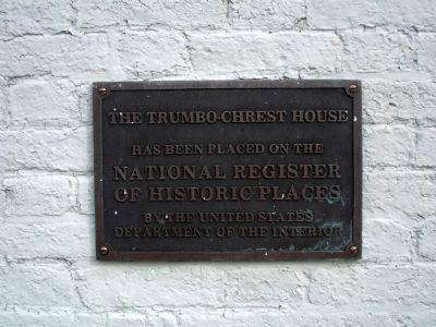 The Trumbo-Chrest House NRHP Plaque image. Click for full size.