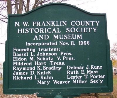 N.W. Franklin County Historical Society and Museum Marker image. Click for full size.