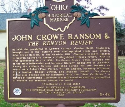 John Crowe Ransom Marker (side A) image. Click for full size.