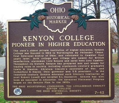 Kenyon College Marker image. Click for full size.
