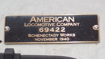 0-6-0 Steam Locomotive Builder's Plate image. Click for full size.