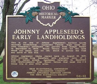 Johnny Appleseed's Early Landholdings Marker image. Click for full size.