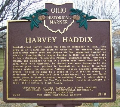 Harvey Haddix Marker image. Click for full size.