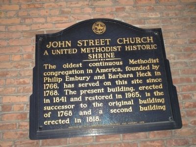 John Street Church Marker. Click for full size. John Street Church Marker image. Click for full size.
