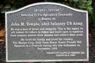 John M. Temple Memorial Marker. Click for full size. John M. Temple Memorial Marker image. Click for full size.
