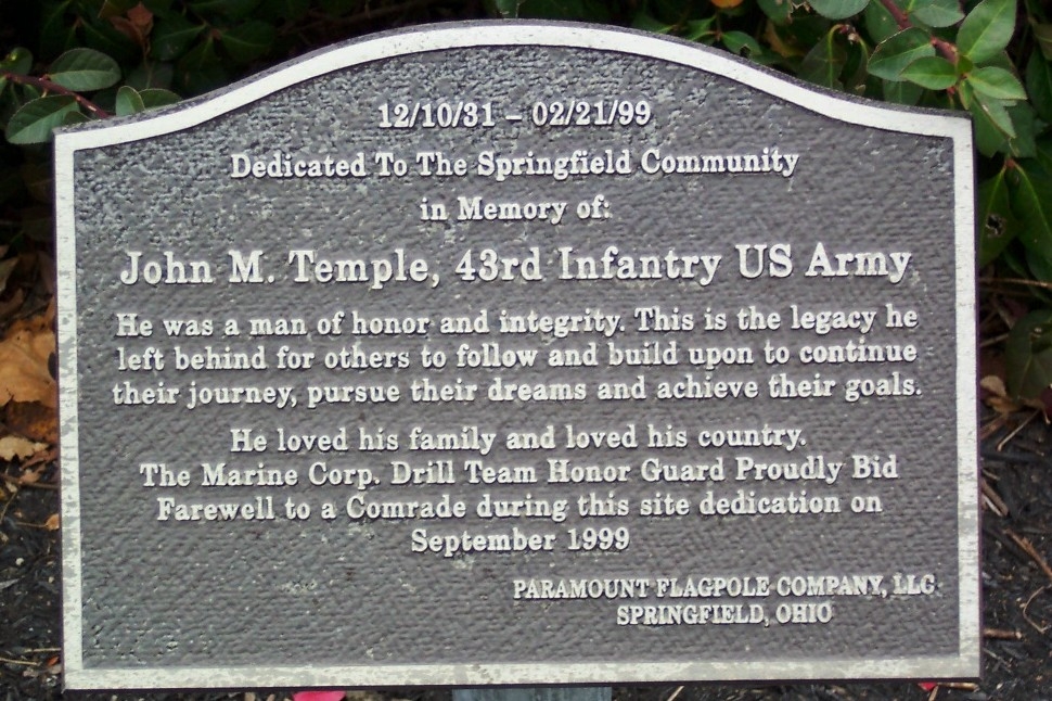 John M. Temple Memorial Marker