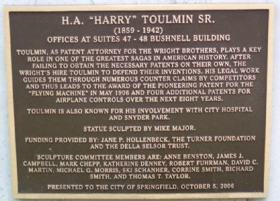 H. A. "Harry" Toulmin Sr. Marker image. Click for full size.