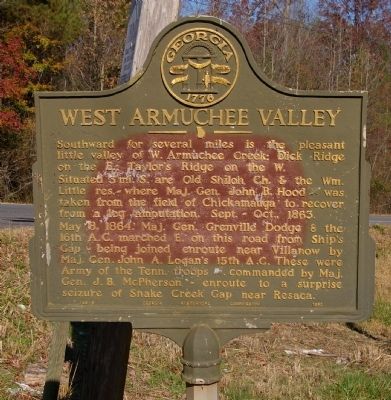 West Armuchee Valley Marker. Click for full size. West Armuchee Valley Marker image. Click for full size.