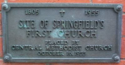 Site of Springfield's First Church Marker. Click for full size. Site of Springfield's First Church Marker image. Click for full size.