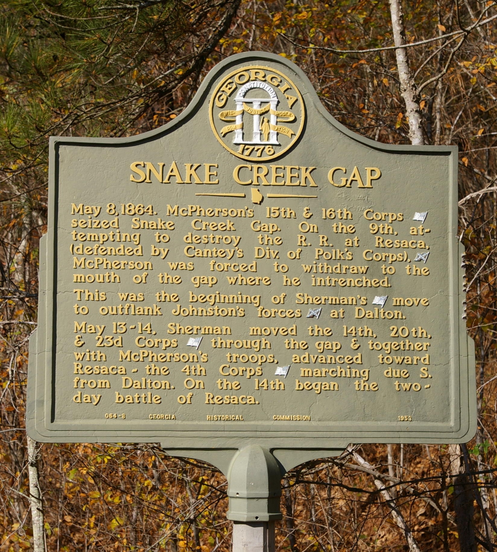 Snake Creek Gap Marker
