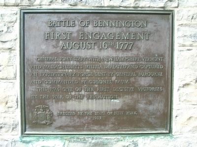Battle Of Bennington - First Engagement Marker image. Click for full size.