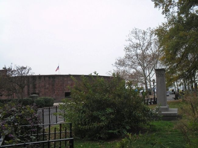 Marker at Castle Clinton. Click for full size. Marker at Castle Clinton image. Click for full size.