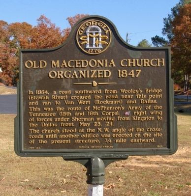 Old Macedonia Church Organized 1847 Marker. Click for full size. Old Macedonia Church Organized 1847 Marker image. Click for full size.