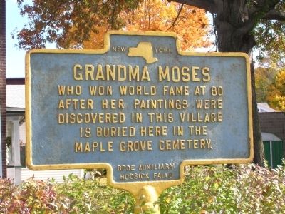 Grandma Moses Marker - Hoosick Falls, New York image. Click for full size.