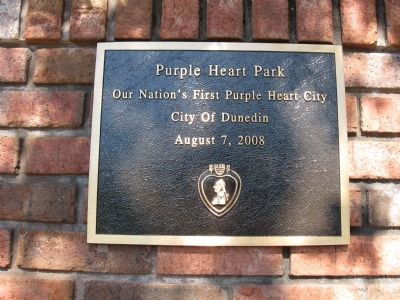 The Purple Heart Park dedication marker image. Click for full size.
