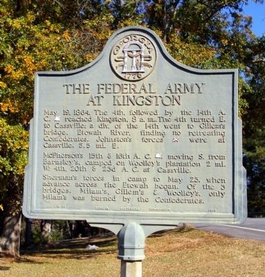 The Federal Army at Kingston Marker. Click for full size. The Federal Army at Kingston Marker image. Click for full size.
