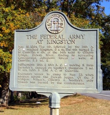 The Federal Army at Kingston Marker image. Click for full size.