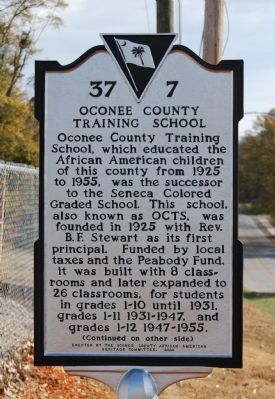 Oconee County Training School Marker - Front. Click for full size. Oconee County Training School Marker - Front image. Click for full size.