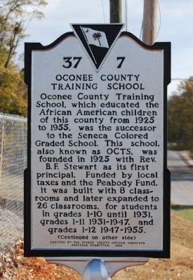 Oconee County Training School Marker - Front image. Click for full size.