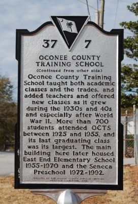 Oconee County Training School Marker - Reverse. Click for full size. Oconee County Training School Marker - Reverse image. Click for full size.
