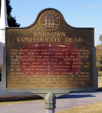 Unknown Confederate Dead Marker. Click for full size. Unknown Confederate Dead Marker image. Click for full size.
