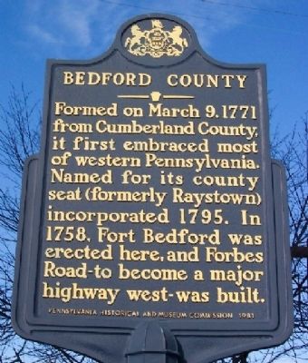 Bedford County Marker. Click for full size. Bedford County Marker image. Click for full size.
