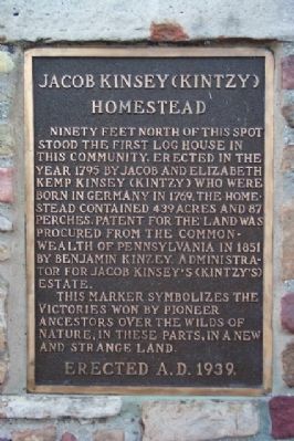 Jacob Kinsey (Kintzy) Homestead Marker image. Click for full size.