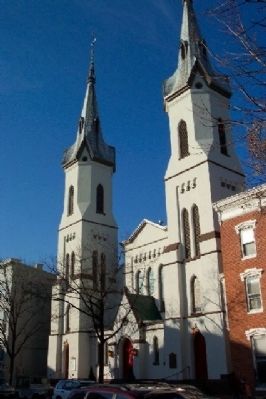 Evangelical Lutheran Church and Marker. Click for full size. Evangelical Lutheran Church and Marker image. Click for full size.
