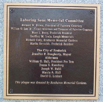 Laboring Sons Memorial Committee Marker image. Click for full size.