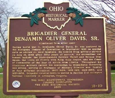 Brigadier General Benjamin Oliver Davis, Sr. Marker (side B) image. Click for full size.
