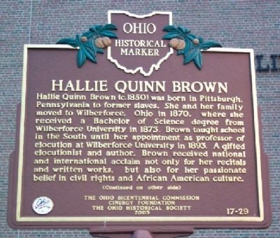 Hallie Quinn Brown Marker (side A). Click for full size. Hallie Quinn Brown Marker (side A) image. Click for full size.