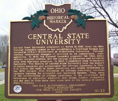Central State University Marker image. Click for full size.