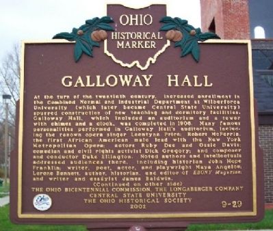 Galloway Hall Marker (side A). Click for full size. Galloway Hall Marker (side A) image. Click for full size.