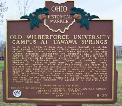 Old Wilberforce University Campus at Tawawa Springs Marker (side A) image. Click for full size.