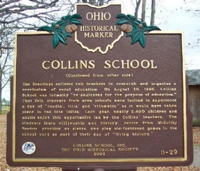 Collins School Marker Reverse image. Click for full size.