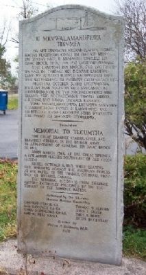 Memorial to Tecumtha at its original location. Click for full size. Memorial to Tecumtha at its original location image. Click for full size.