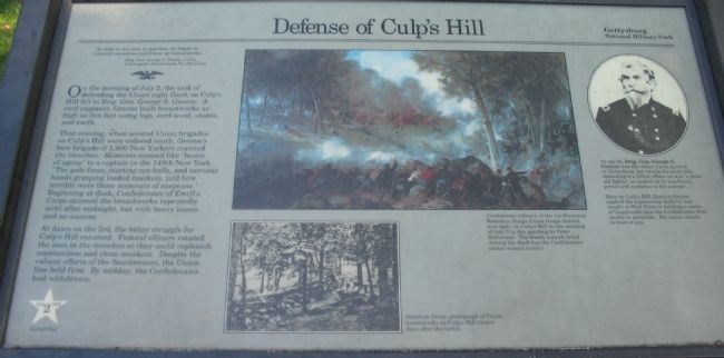 Defense of Culp's Hill Marker image. Click for full size.