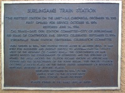 Burlingame Train Station Marker image. Click for full size.