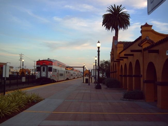 Burlingame Train Station, Train, and Marker image. Click for full size.