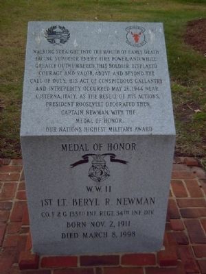 1st Lt Beryl R. Newman Marker image. Click for full size.