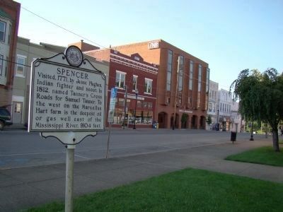 Main Street in Spencer and Marker image. Click for full size.