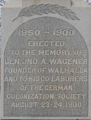 John A. Wagener Monument - East Side image. Click for full size.