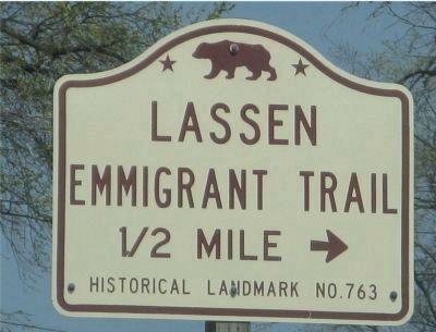 Lassen Emigrant Trail State Historic Landmark Directional Sign image. Click for full size.