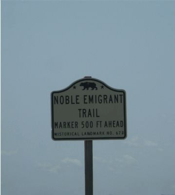 Noble Emigrant Trail State Historic Marker Directional Sign image. Click for full size.