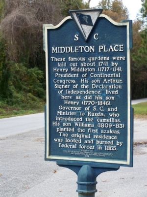 Middleton Place / Arthur Middleton Marker image. Click for full size.