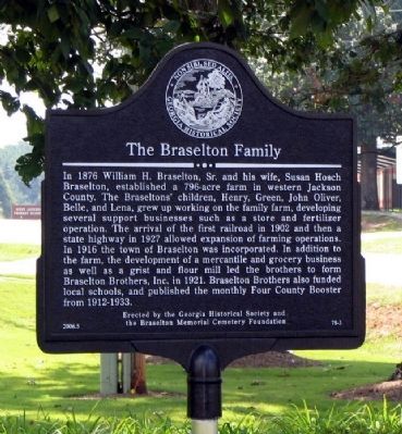 The Braselton Family Marker image. Click for full size.