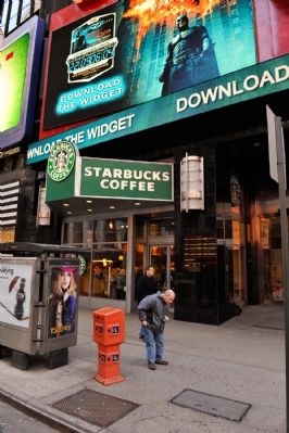 Birthplace of Eugene O'Neill Marker on Starbucks, Times Square image. Click for full size.