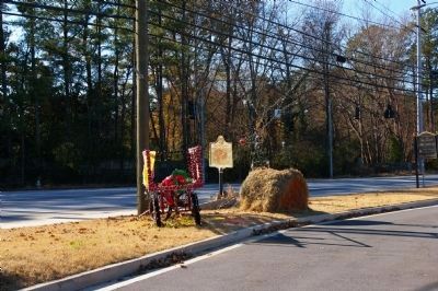 Old Cross Keys Marker, located at a busy intersection.. Click for full size. Old Cross Keys Marker, located at a busy intersection. image. Click for full size.