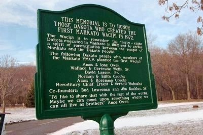 The First Mahkato Memorial Wacipi Marker. Click for full size. The First Mahkato Memorial Wacipi Marker image. Click for full size.